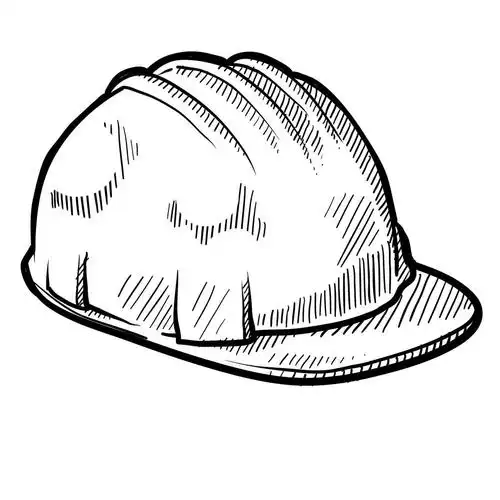 建筑安全帽素描,doodle style construction worker safety hardhat