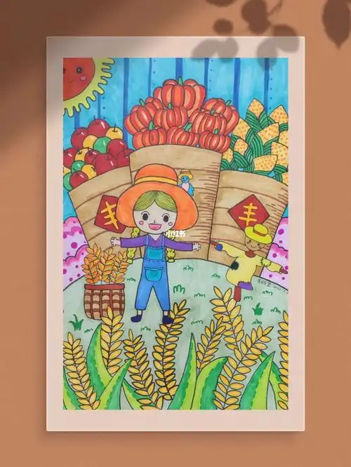 马克笔儿童画  #丰收的季节  #少儿创意美术秋天是收获的季节,我想用
