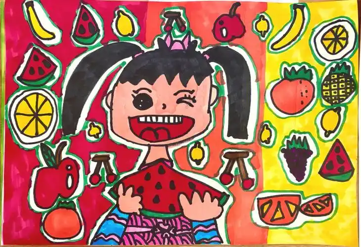 二年级美术丨上册丨好吃的水果学生作品