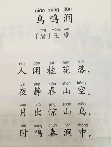 五.幼小衔接内容  古诗:《鸟鸣涧》