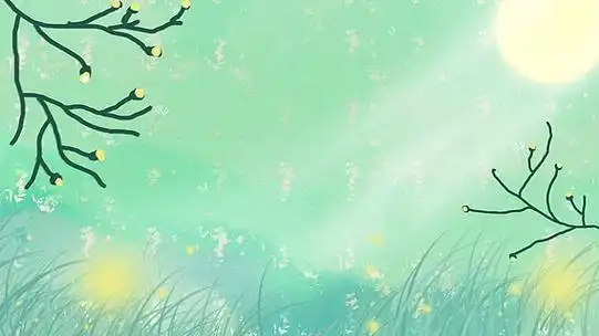 小清新唯美治愈系草丛树木阳光插画背景