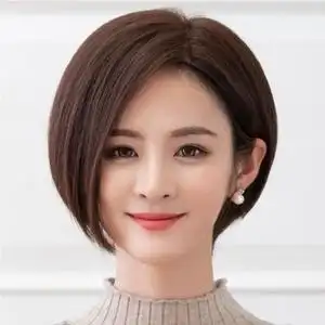 假发女短发仿真人发丝蓬松修脸波波头中分偏分圆脸短直发全头套