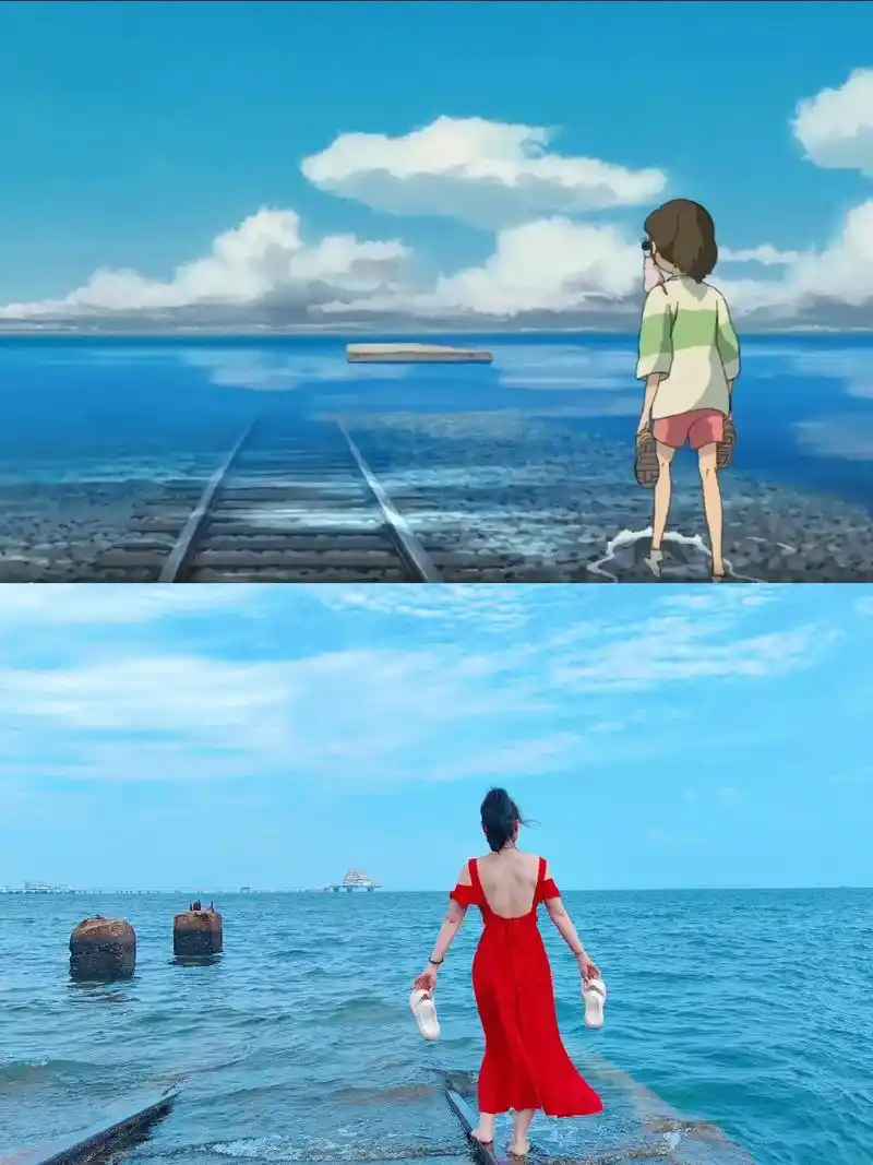 千与千寻 #蓝色治愈系 #入海轨道 91沿着渔人码头的海边 - 抖音