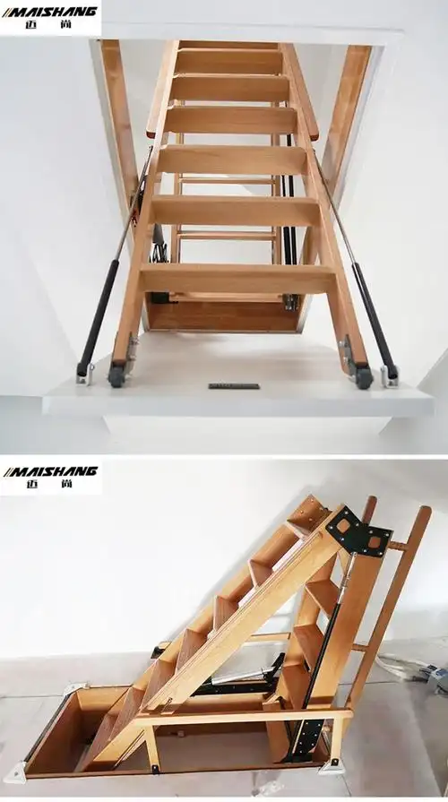 迈尚电动伸缩楼梯阁楼家用折叠楼梯遥控隐藏式升降梯木爬梯隐形收缩梯