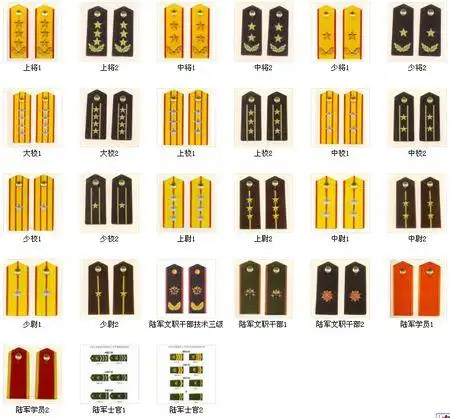 陆军级别 军章怎摸分 要图片现行军官军衔设下列三等十级