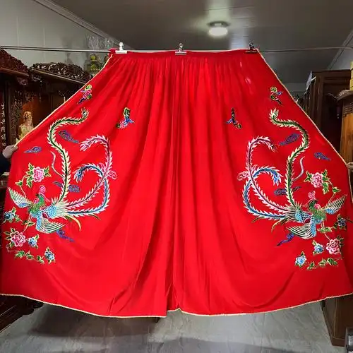 神明衣服神像披风斗篷佛衣刺绣凤袍佛袍菩萨双凤凰披肩寺庙还愿红