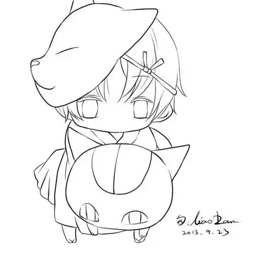 q版人物线稿夏目贵志夏目友人账