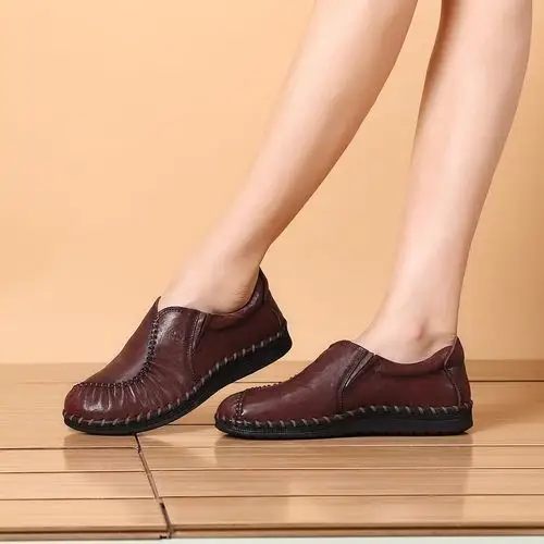 骆驼牌 女鞋手工缝线 女款头层迷彩牛皮休闲鞋