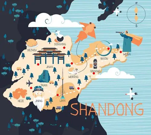 插画地图-山东