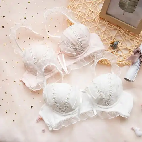 甜美日系少女雏菊无钢圈舒适薄抹胸侧收文胸套装学生可爱女生内衣