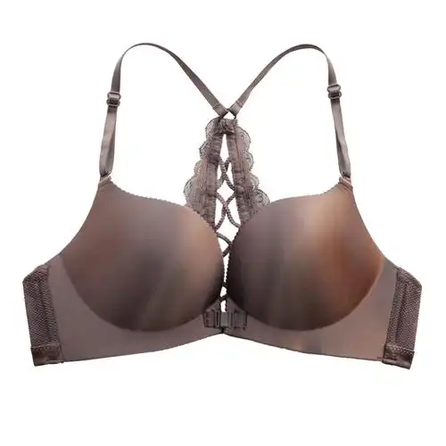 suntek无钢圈薄杯一片式舒适光面内衣简约时尚前扣美背透气文胸奶罩