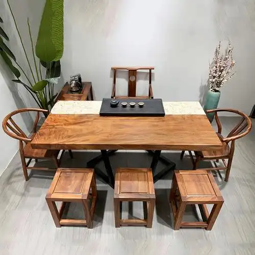 胡桃木大板实木原木桌子桌面茶板鸡翅木茶桌整块茶台柚木红木家具