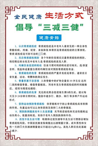 健康倡导m768生活方式三减三健知识骨骼海报印制写真
