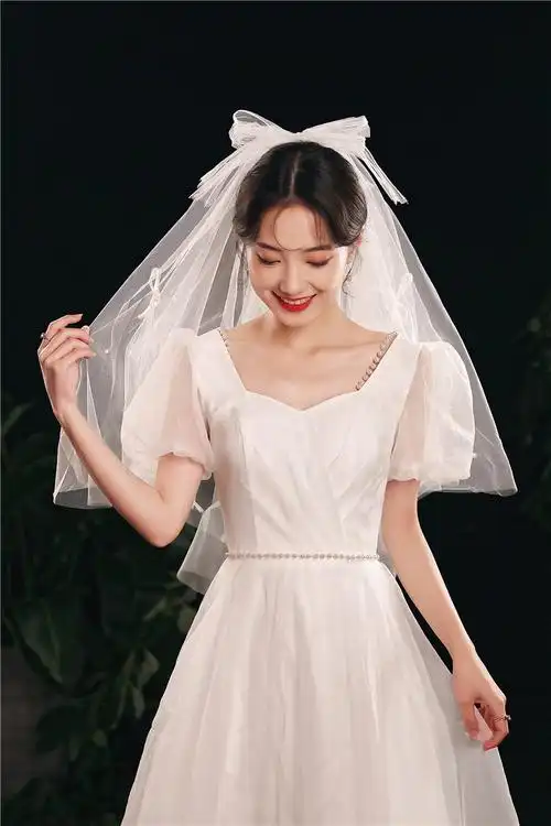 新款新娘头纱批发 婚纱礼服婚庆小纱 写真影楼摄影拍照造型纱