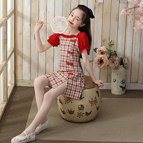 女童旗袍连衣裙夏装2021新款中国风童装洋气儿童中大童夏季公主裙