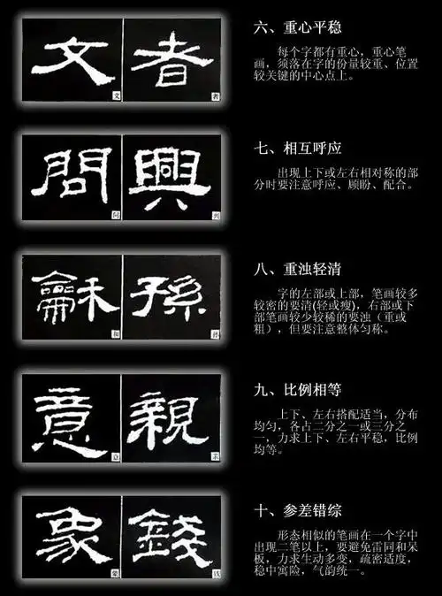 【转载】隶书结构口诀