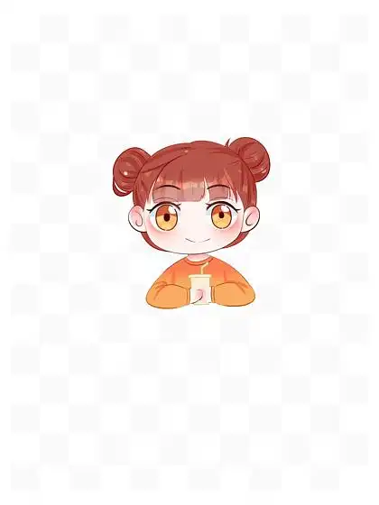 223拿奶茶女孩动漫卡通可爱手绘头像橙色标志22图库做奶茶的动漫人物