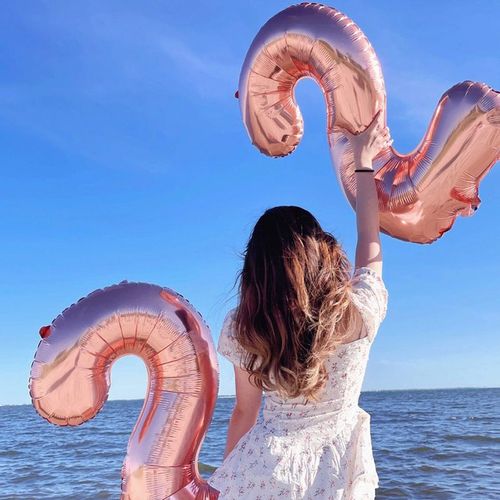 32寸大号玫瑰金香槟色生日表白数字气球场景布置装饰用品拍照道具