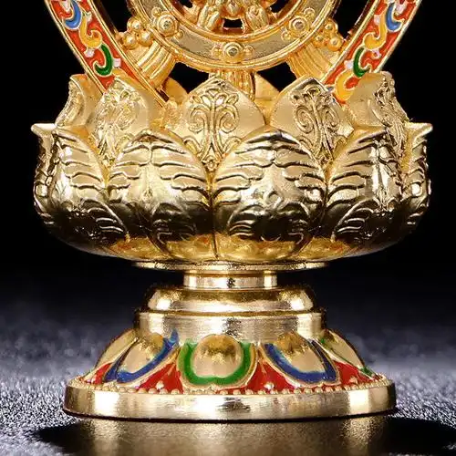 彩绘镀金八宝莲花供佛吉祥摆件密宗