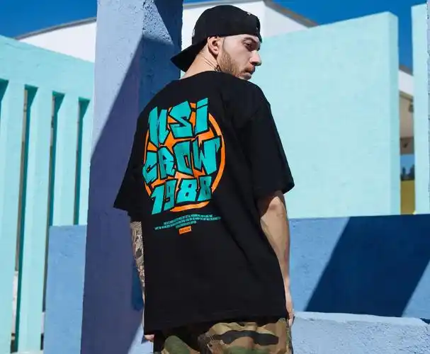 时尚男式短袖2019春夏新款 原创设计潮牌嘻哈宽松字母印花t恤男装