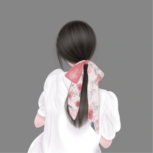 手绘编发女生背影头像