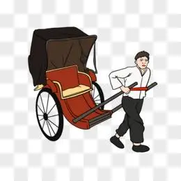 卡通拉黄包车的人素材