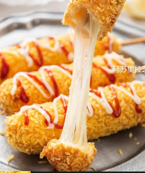 热狗芝士棒拉丝网红零食全芝士油炸韩国奶酪棒儿童即食半成品10支_贝