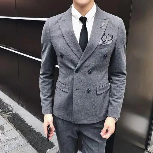 新款男士正装套装三件套 新郎服装结婚男西服套装 修身结婚礼服男