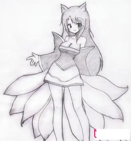 少女阿狸与孙悟空简笔画