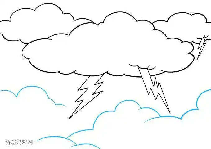 打雷天气闪电怎么画