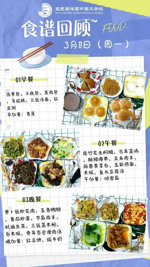 中小学食谱五邑碧桂园中英文学校中小学第5周自助餐食谱