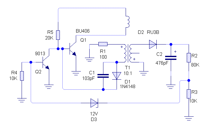 3v的直流电怎样用电容振荡加变压器升到5v以上的电路