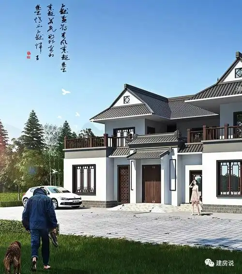 二层有庭院设计的新中式别墅来看一眼吧