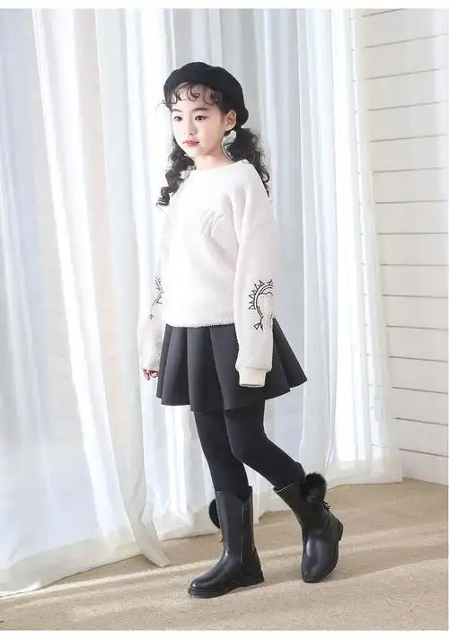 女童靴子冬季新款2020毛球女童过膝长靴加绒中大童儿童长筒棉靴 29009