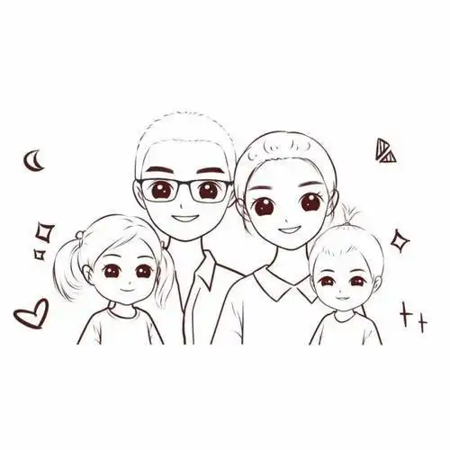一家四口全家福照片简笔画四口之家简笔画的全家福简笔画六口之家 第8