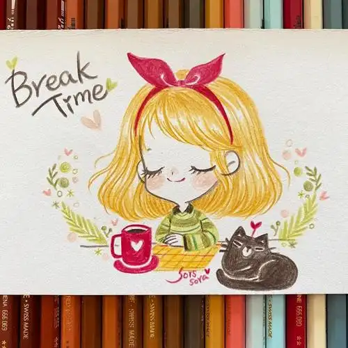 60张萌萌的彩铅小女孩简笔画彩铅画可爱小女孩简单