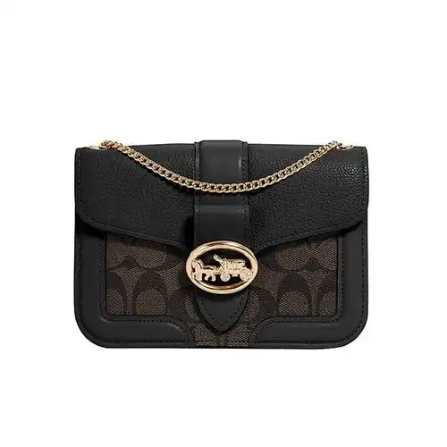 香港直邮coach蔻驰女士拼色经典徽标单肩斜挎包通用款女包