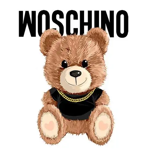 潮牌卡通熊woschino印花图案服装裁片t恤卫衣烫图印花花型素材