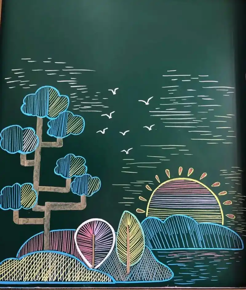 简笔画素材.#黑板画 #这是粉笔作画的天花板吧 #黑板报可以 - 抖音