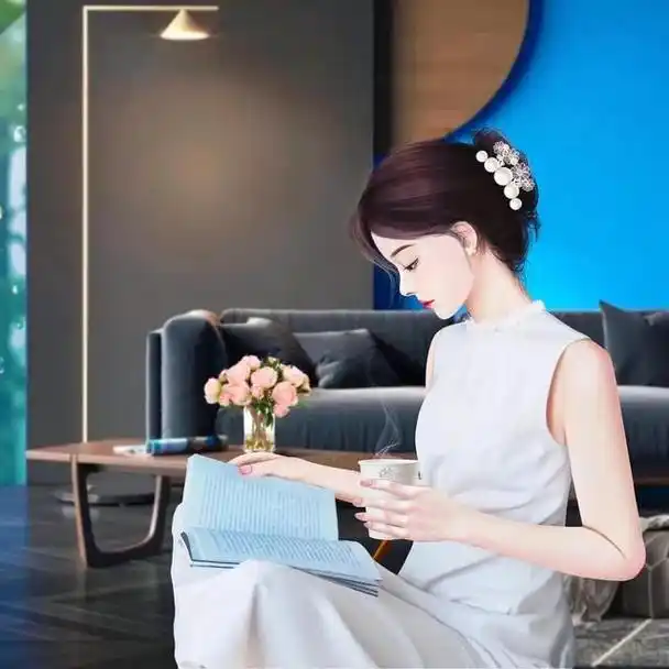 温婉尔雅的女人头像女人侧脸看书的头像