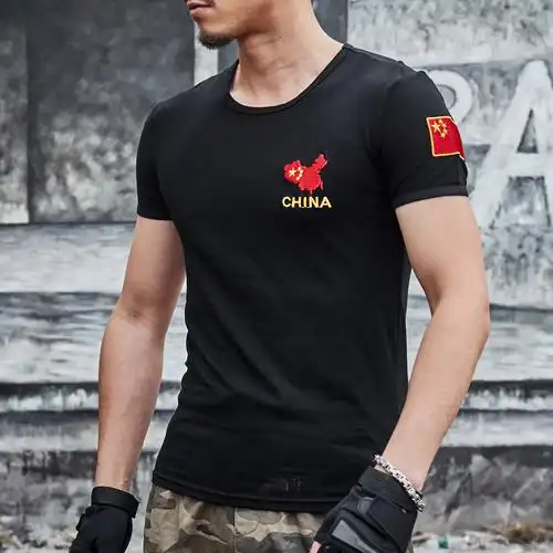 一折特种兵t恤 战狼_夏季军装中国旗短袖t恤 海军陆战队短袖战狼男士