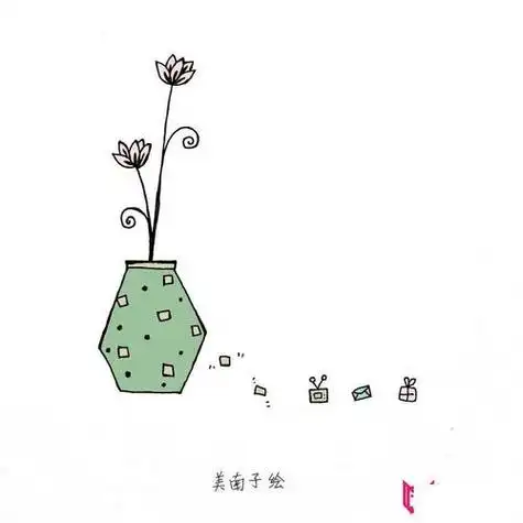 唯美小清新简笔画大全可爱的植物盆栽简笔画