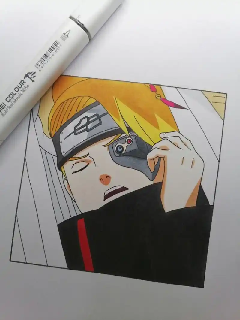 迪达拉过程 #火影忍者# #手绘教程# #迪达拉# 第一次画彩色的还行吧