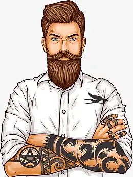 矢量手绘留着胡子的男士