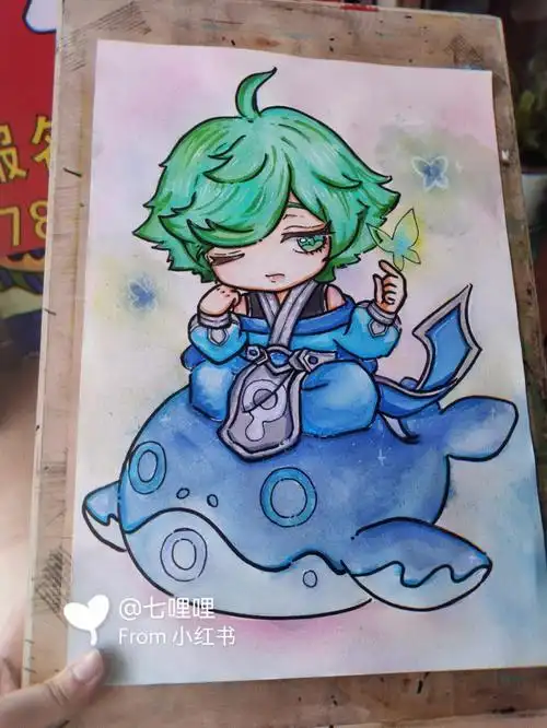 临摹王者荣耀庄周q版动漫男生