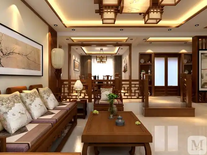 8万450㎡中式复式装修中国风中式风格别墅-红星美凯龙家装效果图