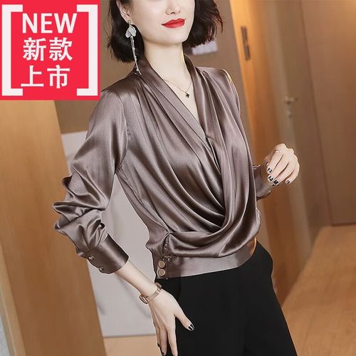 hunduilu重磅真丝衬衫桑蚕丝高端女高档女装品牌上衣2024新款今年流行