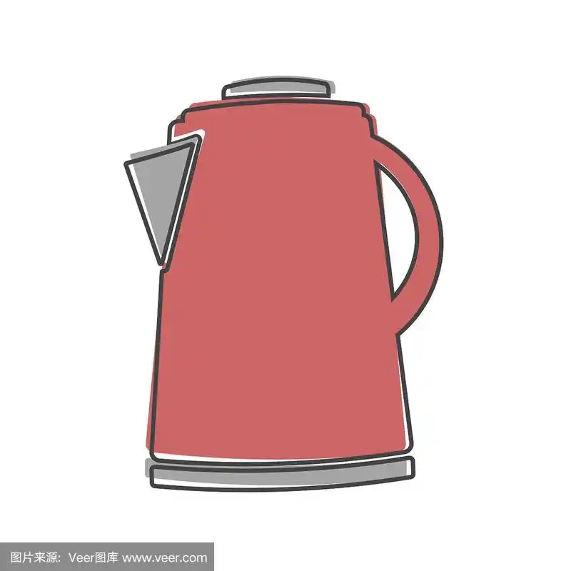 矢量图标的一个电水壶卡通风格的白色孤立的背景.