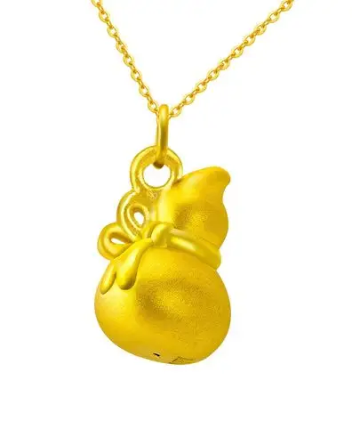 潮宏基 宝葫芦 3d硬足金黄金吊坠(不含链)-定价