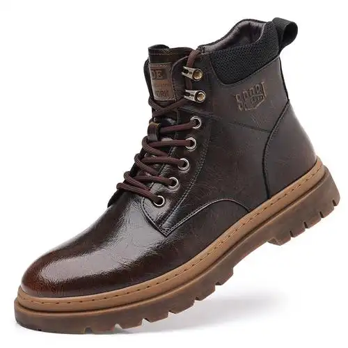 马丁靴男款真皮短靴英伦风百搭男鞋加绒保暖高帮休闲鞋工装靴男